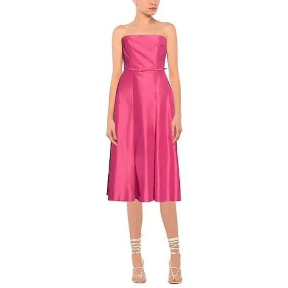 NWT ASPESI Italy Fuchsia strapless silk midi dress size EU40-US 4